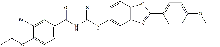 N-(3-bromo-4-ethoxybenzoyl)-N'-[2-(4-ethoxyphenyl)-1,3-benzoxazol-5-yl]thiourea 化学構造式