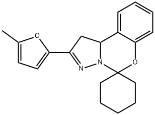 2-(5-methyl-2-furyl)-1,10b-dihydrospiro(pyrazolo[1,5-c][1,3]benzoxazine-5,1'-cyclohexane) Struktur