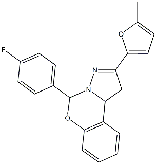 5-(4-fluorophenyl)-2-(5-methyl-2-furyl)-1,10b-dihydropyrazolo[1,5-c][1,3]benzoxazine Struktur