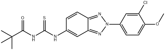 N-[2-(3-chloro-4-methoxyphenyl)-2H-1,2,3-benzotriazol-5-yl]-N'-(2,2-dimethylpropanoyl)thiourea 化学構造式