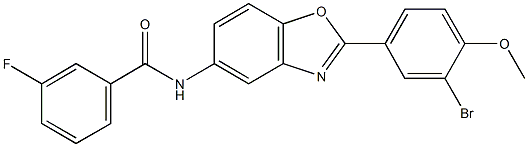 N-[2-(3-bromo-4-methoxyphenyl)-1,3-benzoxazol-5-yl]-3-fluorobenzamide 化学構造式