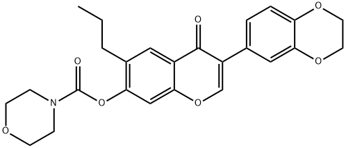 3-(2,3-dihydro-1,4-benzodioxin-6-yl)-4-oxo-6-propyl-4H-chromen-7-yl4-morpholinecarboxylate 结构式