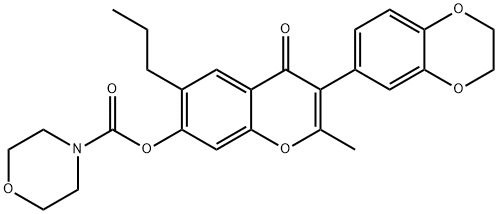 3-(2,3-dihydro-1,4-benzodioxin-6-yl)-2-methyl-4-oxo-6-propyl-4H-chromen-7-yl4-morpholinecarboxylate|