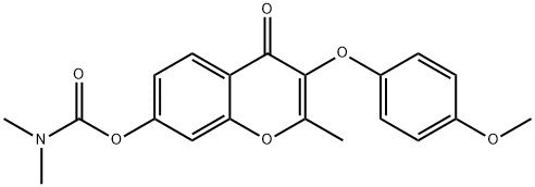 3-(4-methoxyphenoxy)-2-methyl-4-oxo-4H-chromen-7-yl dimethylcarbamate Struktur