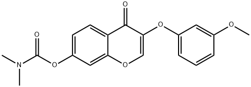 3-(3-methoxyphenoxy)-4-oxo-4H-chromen-7-yl dimethylcarbamate 化学構造式