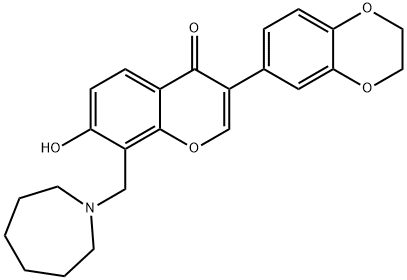 8-(1-azepanylmethyl)-3-(2,3-dihydro-1,4-benzodioxin-6-yl)-7-hydroxy-4H-chromen-4-one Structure