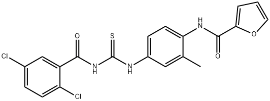 N-[4-({[(2,5-dichlorobenzoyl)amino]carbothioyl}amino)-2-methylphenyl]-2-furamide 化学構造式