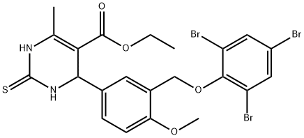 ethyl 4-{4-methoxy-3-[(2,4,6-tribromophenoxy)methyl]phenyl}-6-methyl-2-thioxo-1,2,3,4-tetrahydro-5-pyrimidinecarboxylate Structure