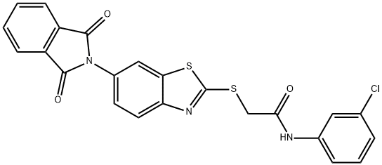 N-(3-chlorophenyl)-2-{[6-(1,3-dioxo-1,3-dihydro-2H-isoindol-2-yl)-1,3-benzothiazol-2-yl]sulfanyl}acetamide 化学構造式