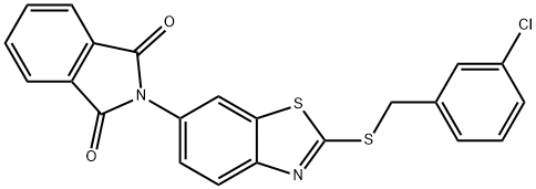 2-{2-[(3-chlorobenzyl)sulfanyl]-1,3-benzothiazol-6-yl}-1H-isoindole-1,3(2H)-dione,638996-10-8,结构式