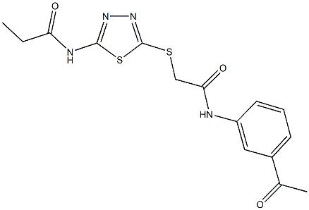 N-(5-{[2-(3-acetylanilino)-2-oxoethyl]sulfanyl}-1,3,4-thiadiazol-2-yl)propanamide Structure