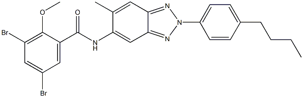 3,5-dibromo-N-[2-(4-butylphenyl)-6-methyl-2H-1,2,3-benzotriazol-5-yl]-2-methoxybenzamide,639041-46-6,结构式