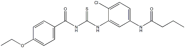 N-[4-chloro-3-({[(4-ethoxybenzoyl)amino]carbothioyl}amino)phenyl]butanamide Structure