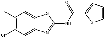 N-(5-chloro-6-methyl-1,3-benzothiazol-2-yl)-2-thiophenecarboxamide,639053-58-0,结构式