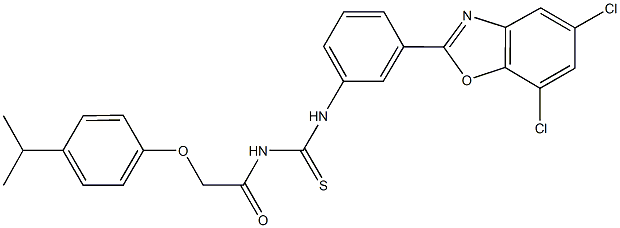 N-[3-(5,7-dichloro-1,3-benzoxazol-2-yl)phenyl]-N'-[(4-isopropylphenoxy)acetyl]thiourea Structure