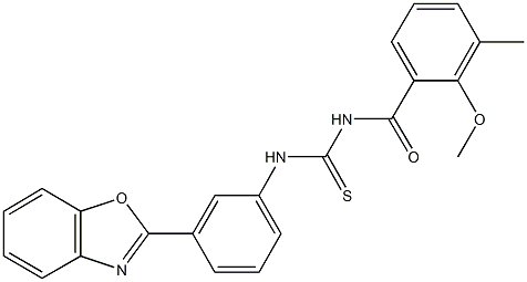 N-[3-(1,3-benzoxazol-2-yl)phenyl]-N'-(2-methoxy-3-methylbenzoyl)thiourea 化学構造式
