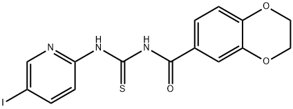 N-(2,3-dihydro-1,4-benzodioxin-6-ylcarbonyl)-N'-(5-iodo-2-pyridinyl)thiourea Struktur