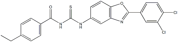 N-[2-(3,4-dichlorophenyl)-1,3-benzoxazol-5-yl]-N'-(4-ethylbenzoyl)thiourea Structure