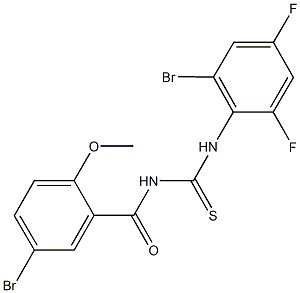 N-(2-bromo-4,6-difluorophenyl)-N'-(5-bromo-2-methoxybenzoyl)thiourea Structure