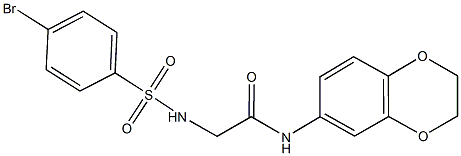 2-{[(4-bromophenyl)sulfonyl]amino}-N-(2,3-dihydro-1,4-benzodioxin-6-yl)acetamide Structure