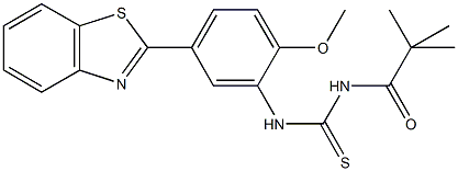 N-[5-(1,3-benzothiazol-2-yl)-2-methoxyphenyl]-N'-(2,2-dimethylpropanoyl)thiourea Struktur