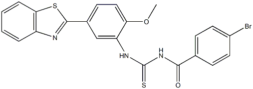 N-[5-(1,3-benzothiazol-2-yl)-2-methoxyphenyl]-N'-(4-bromobenzoyl)thiourea Struktur