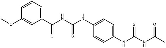 N-acetyl-N'-[4-({[(3-methoxybenzoyl)amino]carbothioyl}amino)phenyl]thiourea Struktur