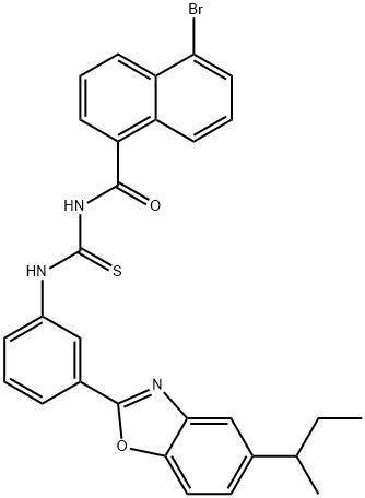 N-(5-bromo-1-naphthoyl)-N'-[3-(5-sec-butyl-1,3-benzoxazol-2-yl)phenyl]thiourea 结构式