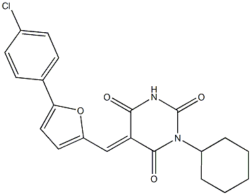 5-{[5-(4-chlorophenyl)-2-furyl]methylene}-1-cyclohexyl-2,4,6(1H,3H,5H)-pyrimidinetrione,640256-98-0,结构式