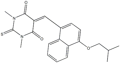 5-[(4-isobutoxy-1-naphthyl)methylene]-1,3-dimethyl-2-thioxodihydro-4,6(1H,5H)-pyrimidinedione Struktur