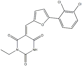 5-{[5-(2,3-dichlorophenyl)-2-furyl]methylene}-1-ethyl-2,4,6(1H,3H,5H)-pyrimidinetrione Structure