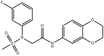 N-(2,3-dihydro-1,4-benzodioxin-6-yl)-2-[3-fluoro(methylsulfonyl)anilino]acetamide 化学構造式