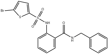 N-benzyl-2-{[(5-bromo-2-thienyl)sulfonyl]amino}benzamide,640717-01-7,结构式