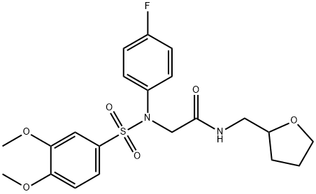 2-{[(3,4-dimethoxyphenyl)sulfonyl]-4-fluoroanilino}-N-(tetrahydro-2-furanylmethyl)acetamide 化学構造式