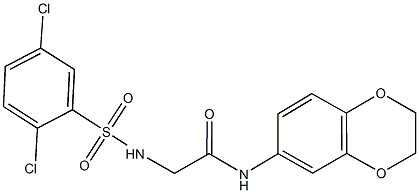 2-{[(2,5-dichlorophenyl)sulfonyl]amino}-N-(2,3-dihydro-1,4-benzodioxin-6-yl)acetamide Struktur
