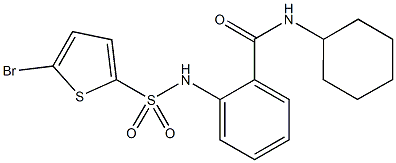 2-{[(5-bromo-2-thienyl)sulfonyl]amino}-N-cyclohexylbenzamide Structure