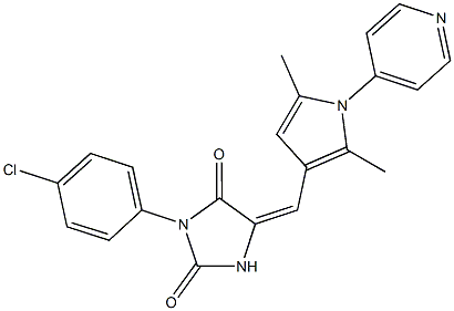 3-(4-chlorophenyl)-5-{[2,5-dimethyl-1-(4-pyridinyl)-1H-pyrrol-3-yl]methylene}-2,4-imidazolidinedione,641600-97-7,结构式