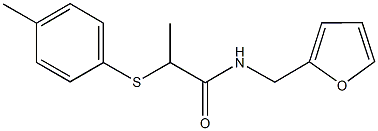 N-(2-furylmethyl)-2-[(4-methylphenyl)sulfanyl]propanamide 化学構造式