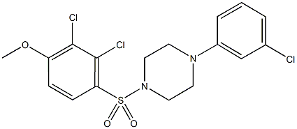 2,3-dichloro-4-{[4-(3-chlorophenyl)-1-piperazinyl]sulfonyl}phenyl methyl ether Structure