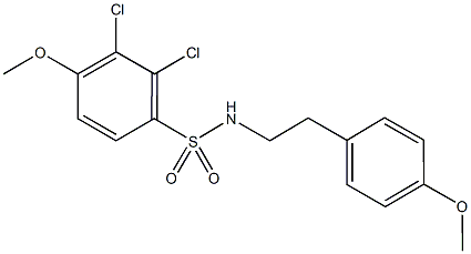 2,3-dichloro-4-methoxy-N-[2-(4-methoxyphenyl)ethyl]benzenesulfonamide 结构式