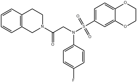 N-[2-(3,4-dihydro-2(1H)-isoquinolinyl)-2-oxoethyl]-N-(4-fluorophenyl)-2,3-dihydro-1,4-benzodioxine-6-sulfonamide 化学構造式