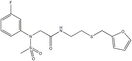 2-[3-fluoro(methylsulfonyl)anilino]-N-{2-[(2-furylmethyl)sulfanyl]ethyl}acetamide Struktur
