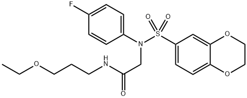 2-[(2,3-dihydro-1,4-benzodioxin-6-ylsulfonyl)-4-fluoroanilino]-N-(3-ethoxypropyl)acetamide Structure