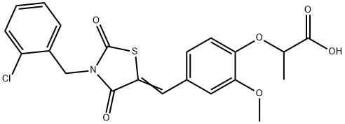 2-(4-{[3-(2-chlorobenzyl)-2,4-dioxo-1,3-thiazolidin-5-ylidene]methyl}-2-methoxyphenoxy)propanoic acid|