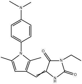 5-({1-[4-(dimethylamino)phenyl]-2,5-dimethyl-1H-pyrrol-3-yl}methylene)-3-ethyl-2,4-imidazolidinedione,641609-14-5,结构式