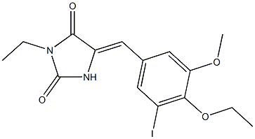 5-(4-ethoxy-3-iodo-5-methoxybenzylidene)-3-ethyl-2,4-imidazolidinedione Structure