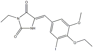 5-(4-ethoxy-3-iodo-5-methoxybenzylidene)-3-ethyl-2,4-imidazolidinedione 结构式