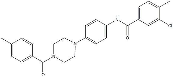 3-chloro-4-methyl-N-{4-[4-(4-methylbenzoyl)-1-piperazinyl]phenyl}benzamide,642418-74-4,结构式