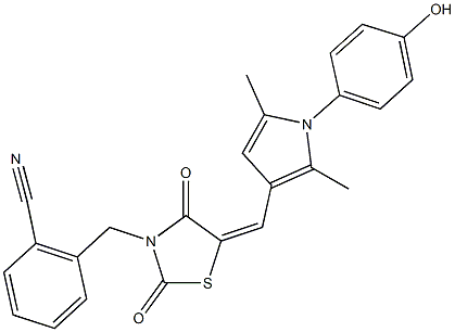 2-[(5-{[1-(4-hydroxyphenyl)-2,5-dimethyl-1H-pyrrol-3-yl]methylene}-2,4-dioxo-1,3-thiazolidin-3-yl)methyl]benzonitrile|