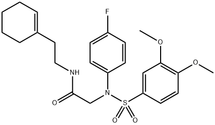 N-[2-(1-cyclohexen-1-yl)ethyl]-2-{[(3,4-dimethoxyphenyl)sulfonyl]-4-fluoroanilino}acetamide Struktur